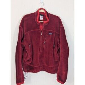 Vintage PATAGONIA Jacket Mens Size XL Red R4 Fleece Full Zip Polartec Regulator